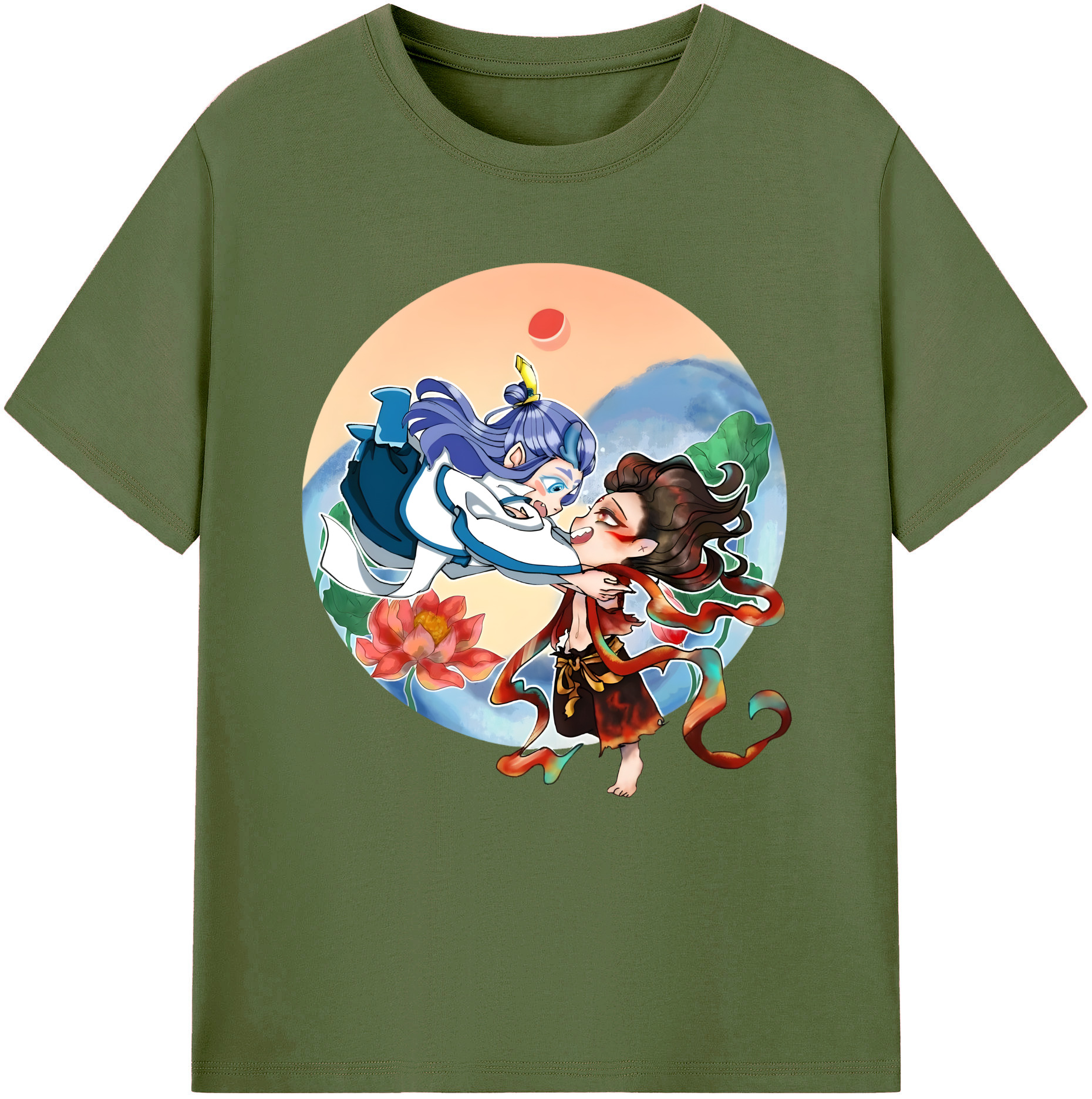 （画像用） Ne Zha 2 ナタ 魔童の大暴れ 綿100％半袖Tシャツ（フロントプリント）